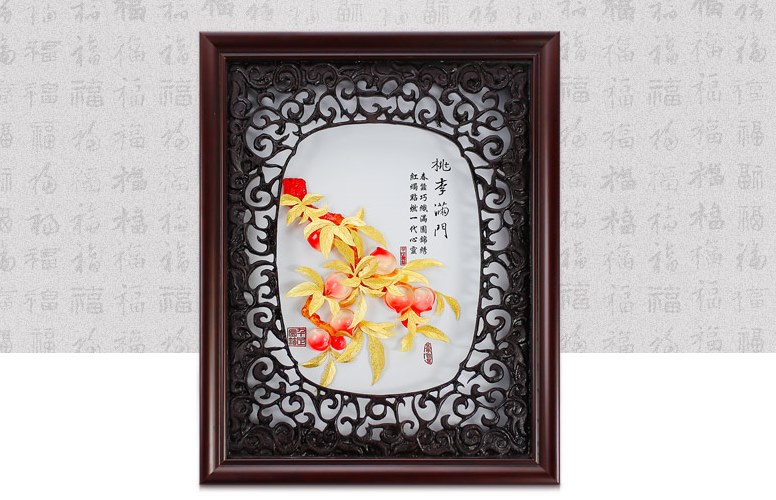 琉璃桃李滿門立體金箔畫